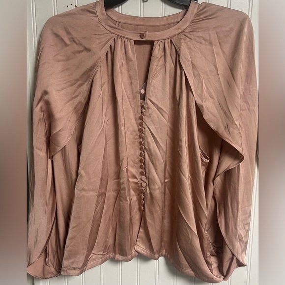 NWT Jonathan Simkhai Audrey Fluid Satin Cape Top Macchiato Size XL - Picture 5 of 11